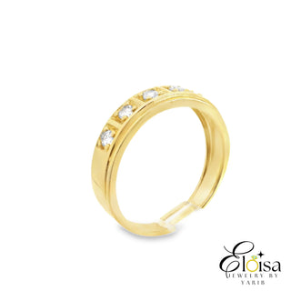 14Kt Wedding Band  with 5 Cubic Zirconia