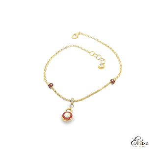 14Kt Red Enamel Eye With Combination of Link