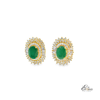 14Kt Diana Style Emerald Diamond Earrings