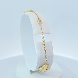 14Kt Gold Five Clover 14MM Bracelet