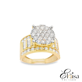14Kt Round Micro Pave Princess Ring