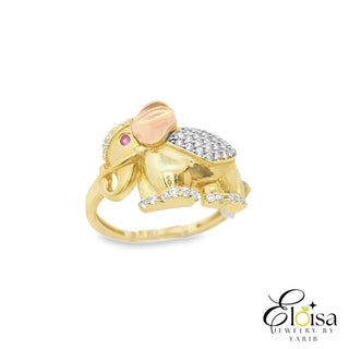 Elephant  Rose and Yellow Gold Ring