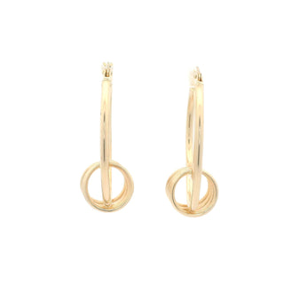 14Kt Oval Hoops Earrings With Spring Design 30 mm X 20 MM