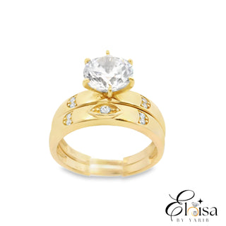 14Kt Set Duo Six Prong 8 MM Cubic Zirconia Ring