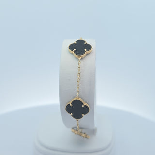 14Kt Black Three Clover 13MM Bracelet