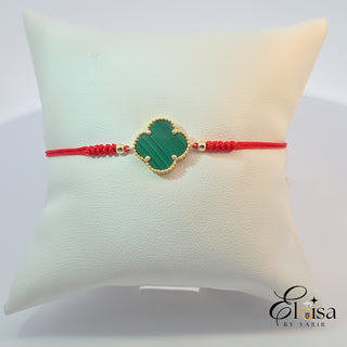 14Kt Malachite Flower Red Bracelet