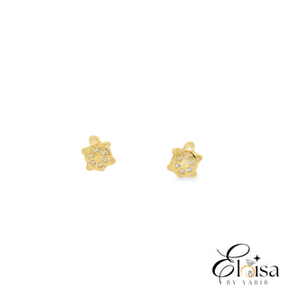 14K Turtle with Cz Screwback Earring