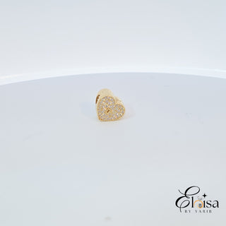 14Kt Clip Micro Pave Heart Personalized Charm