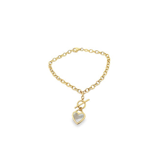 14Kt Open Link With Dangling Heart