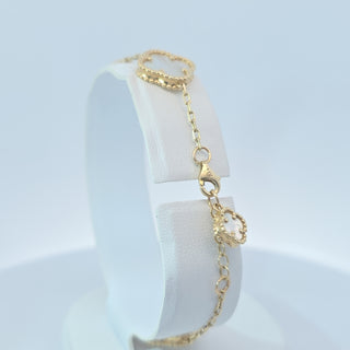 14Kt White Five Clover 14.5MM Bracelet