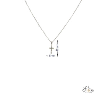 White Gold Tiny Cross Single Prong Diamond Necklace