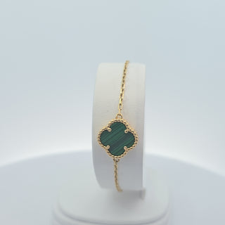 14Kt Green One Clover 14.5MM Bracelet