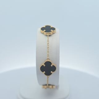 14Kt Black Three Clover 13.5MM Bracelet