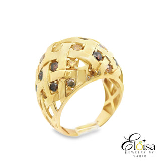 14Kt Style Domo With Colors Cz Ring