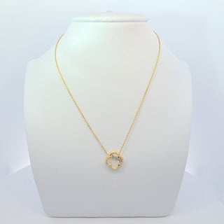 14Kt White One Clover Necklace