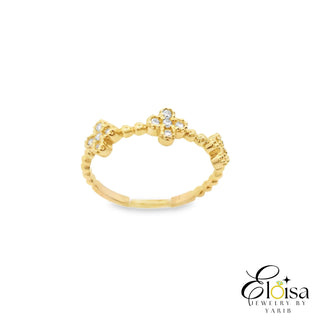 14Kt Three Flower Ring