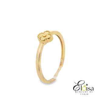 14Kt Extra Small All Yellow Clover Point Center Ring