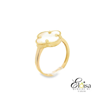 14Kt Medium White Flower Ring