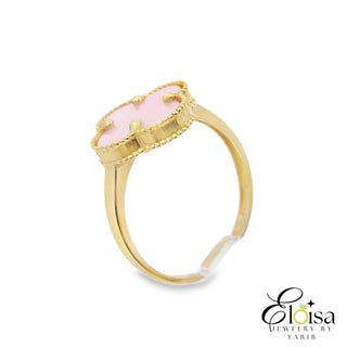 14Kt Medium Pink  Clover Ring