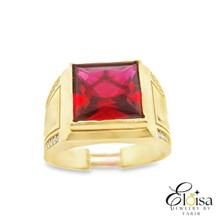14Kt Red Cubic Zirconia Up Ring