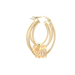 14Kt Oval Hoops Earrings With Spring Design 30 mm X 20 MM