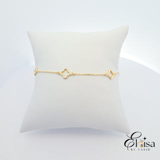 14Kt Open Flower All Gold Bracelet