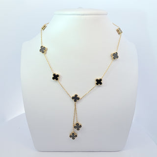 14Kt Black Dangling Ten Clover Total Necklace