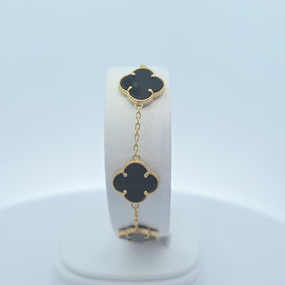 14Kt Black Five Clover 13MM Bracelet