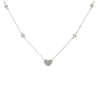 White Gold Heart Single Pave Diamond Necklace