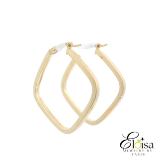 14Kt Polygon Hoops Earrings 30 MM