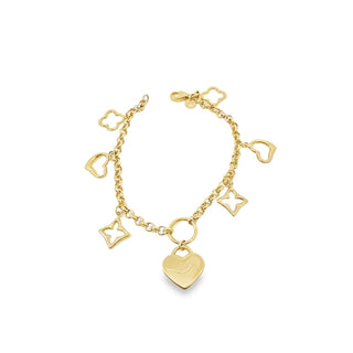 14Kt Rolo With Dangling Charms Bracelet