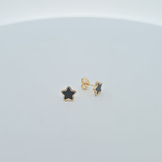 14Kt Onyx Star Inlay 7MM Stud Earring