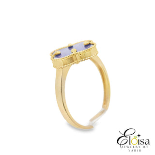 14Kt Medium Blue  Clover Ring