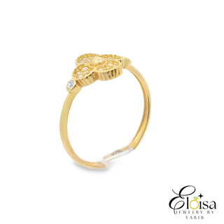 14Kt Elegant Flower Half Ball Center Ring