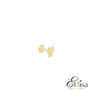 14K Three Heart Style Flower Screwback Earring
