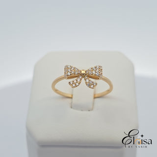 14Kt Micro Pave Bow Ring