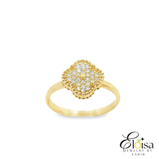 14Kt Micro Pave Clover Ring