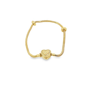 14Kt Snake Bracelet With Heart Lock