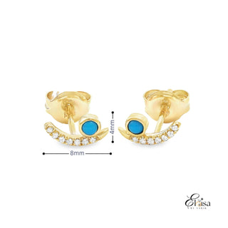 14Kt Turquoise And Diamond Fashion Earring