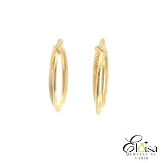 14Kt Oval Two in One Hoops Earrings