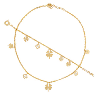 14Kt Set Fancy with Dangling Lucky Clover