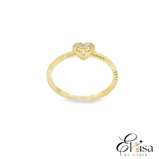 14Kt Micro Pave Heart Rope Ring