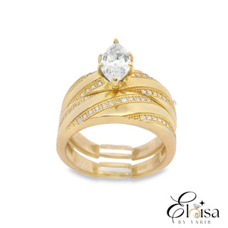 14Kt Marquise Cubic Zirconia Duo Ring