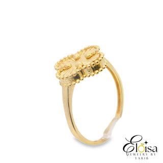 14Kt Medium All Yellow Clover Ring