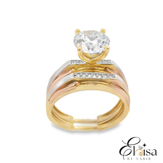 14Kt Tri Color Duo Engagement Ring