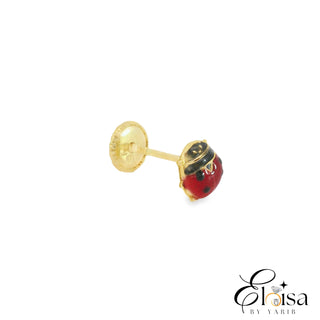 18K Enamel Lady Bug Screwback Earring