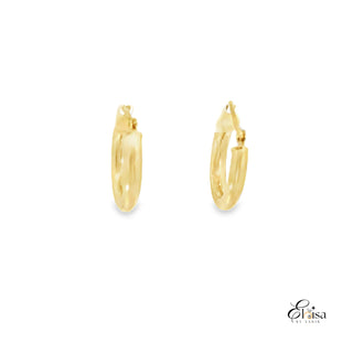 14Kt Round Classic Hoops Earrings 15MM