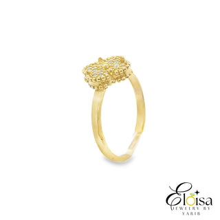 14Kt Micro Pave Clover Ring