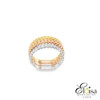 14Kt Three Chain  Band Three Color Ring