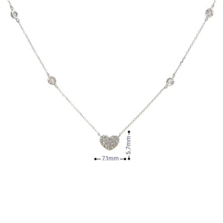 White Gold Heart Single Pave Diamond Necklace